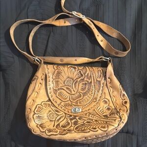 Handmade Rose Tan Leather Shoulder Bag